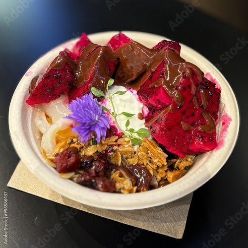Obraz na plátně Wholesome goodness in every bite- Greek yogurt, crunchy granola, and fresh fruit