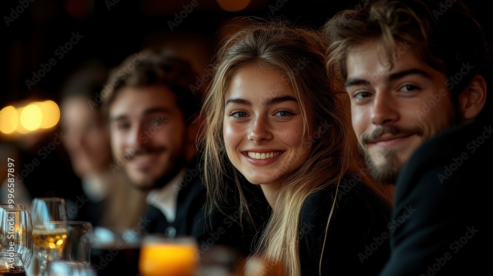 Happy Friends Enjoying Drinks at a Bar Happy Friends Enjoying Drinks at a Bar