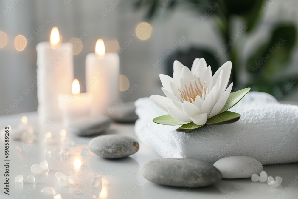 Concept of relaxation and tranquility, as the candles Concept of relaxation and tranquility, as the candles