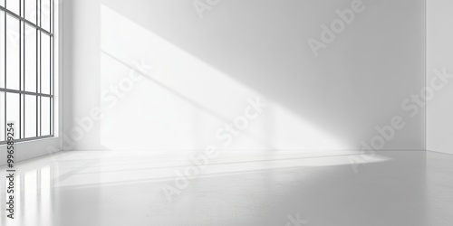 White Room with Window and Sunbeams Casting Shadows on the Floor