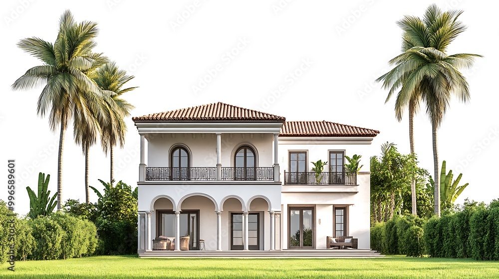 Mediterranean Villa with Palm Trees Mediterranean Villa with Palm Trees