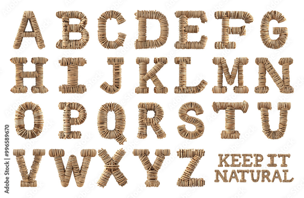 Rattan Alphabet Letters with Rattan Alphabet Letters with
