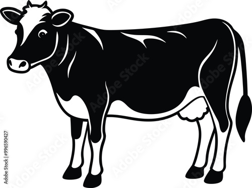 Adobe IllusProfessional Hand draws cow silhouette vector illustration isolated design on a white backgroundtrator Artwork