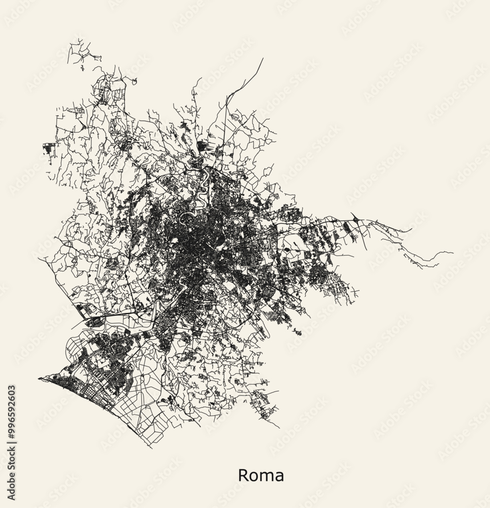 Fototapeta premium City road map of Rome, Italy