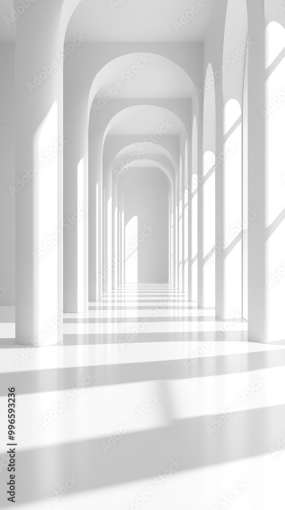 White Arched Corridor with Light Streaks White Arched Corridor with Light Streaks