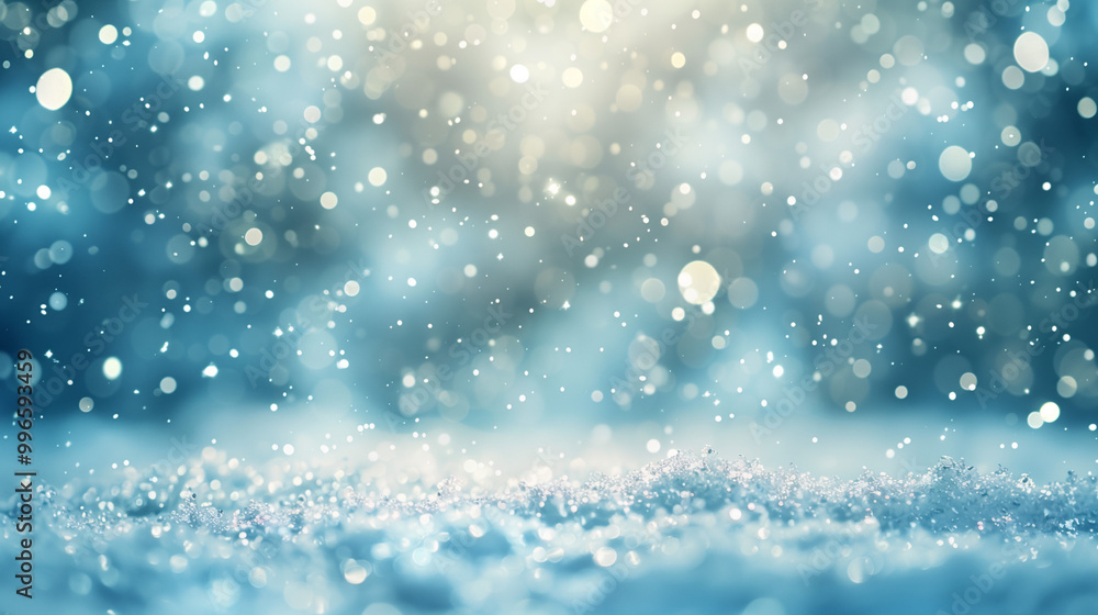 Abstract winter scene with falling snowflakes and sunlight Abstract winter scene with falling snowflakes and sunlight