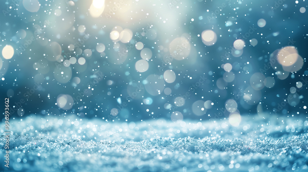 Obraz premium Abstract winter scene with falling snowflakes and sunlight