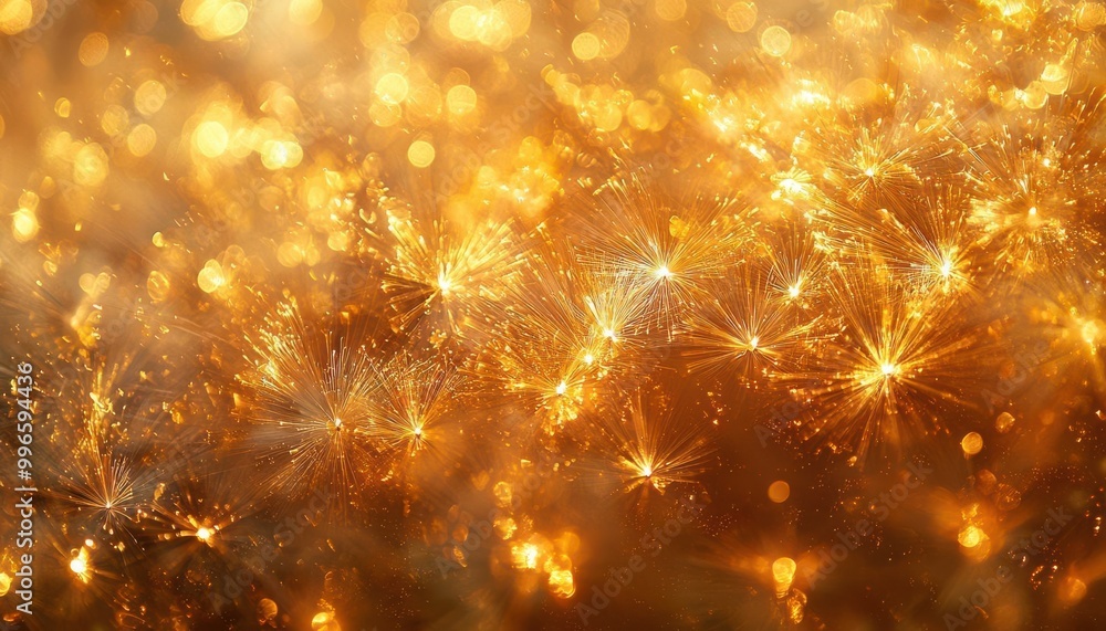 Fototapeta premium Golden fireworks display against a black night sky.