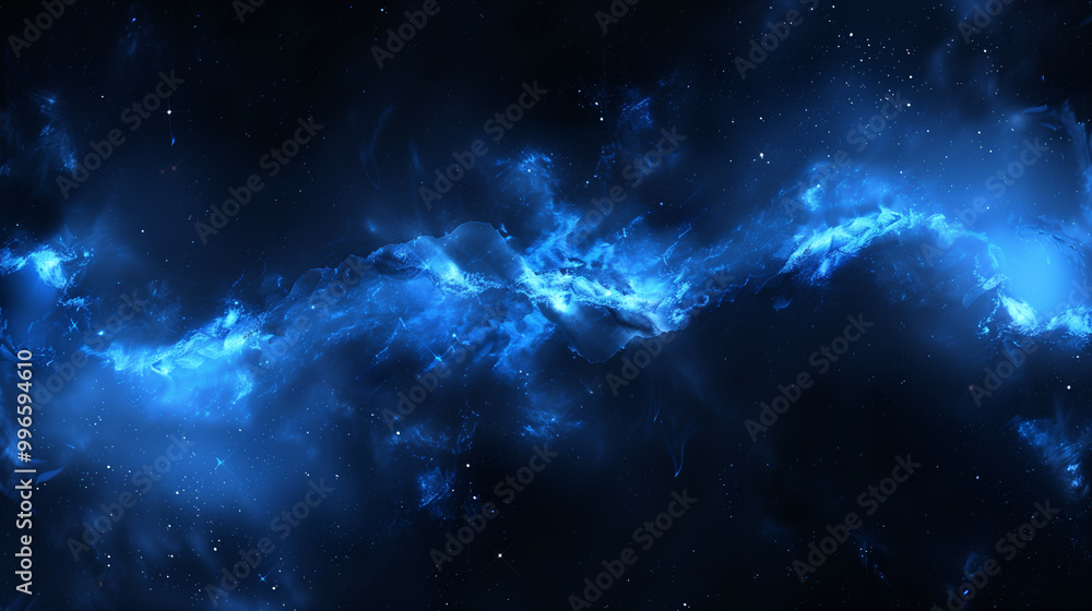 Abstract cosmic nebula with glowing blue light in space Abstract cosmic nebula with glowing blue light in space