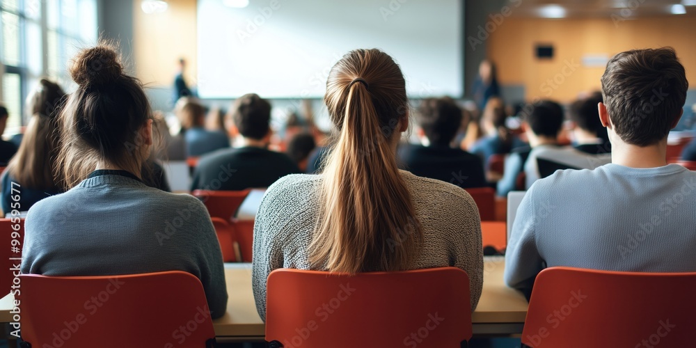 A group of students sitting in a classroom, focusing on the lecture in front of them. A group of students sitting in a classroom, focusing on the lecture in front of them.