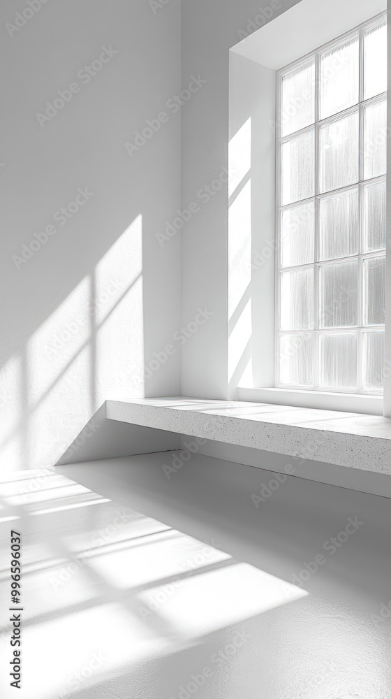 Fototapeta premium Minimalist Room with Window and Bench