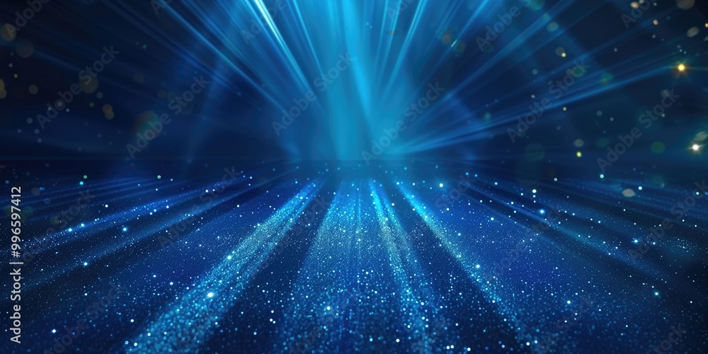 Bright blue neon lights creating a gem-like effect on a dark background. Bright blue neon lights creating a gem-like effect on a dark background.
