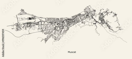 City road map of Muscat Oman