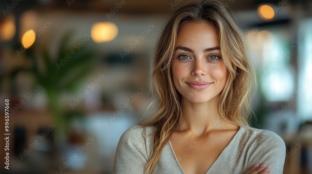 Obraz premium Portrait of a beautiful young woman smiling