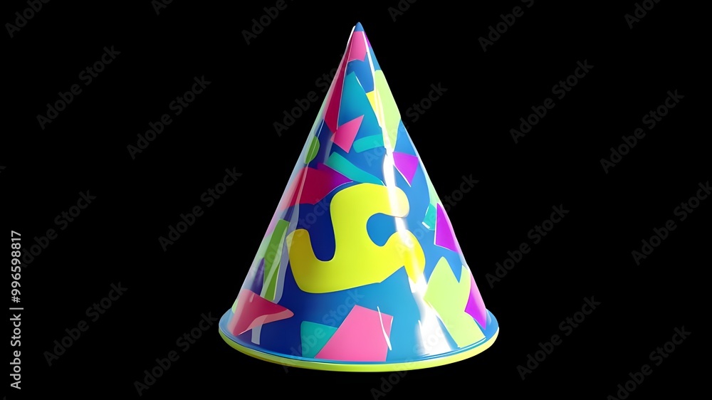 Decorated Birthday Cap: Isolated on a transparent background. Decorated Birthday Cap: Isolated on a transparent background.