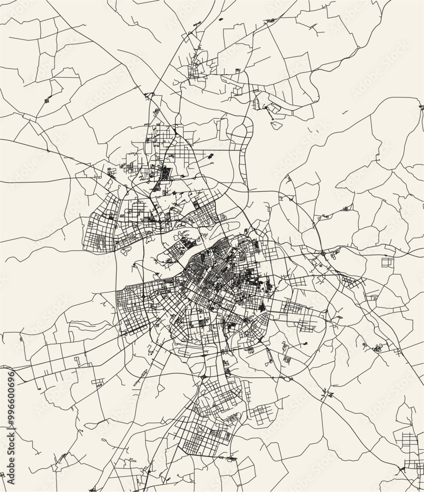 Naklejka premium City road map of Harbin, Heilongjiang, China
