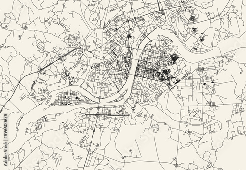 City road map of Pyongyang, North Korea