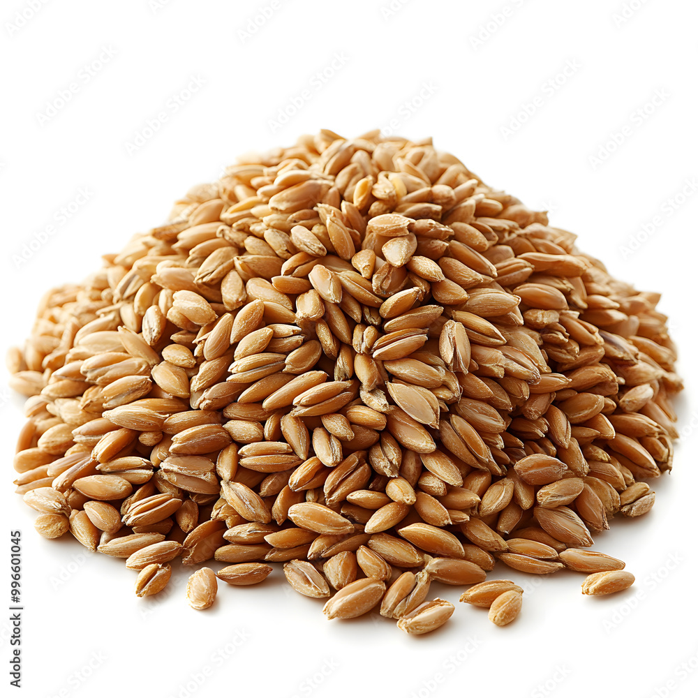 Obraz premium Pile of expanded wheat isolated on white background