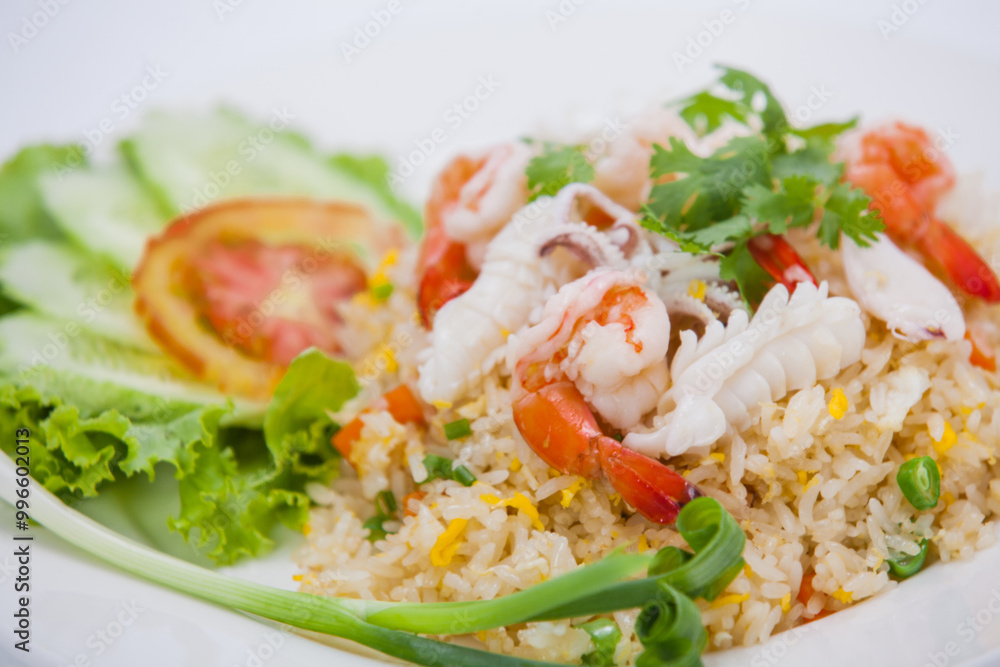 Fried Rice with seafoods in Cambodia, Asian Foods Fried Rice with seafoods in Cambodia, Asian Foods