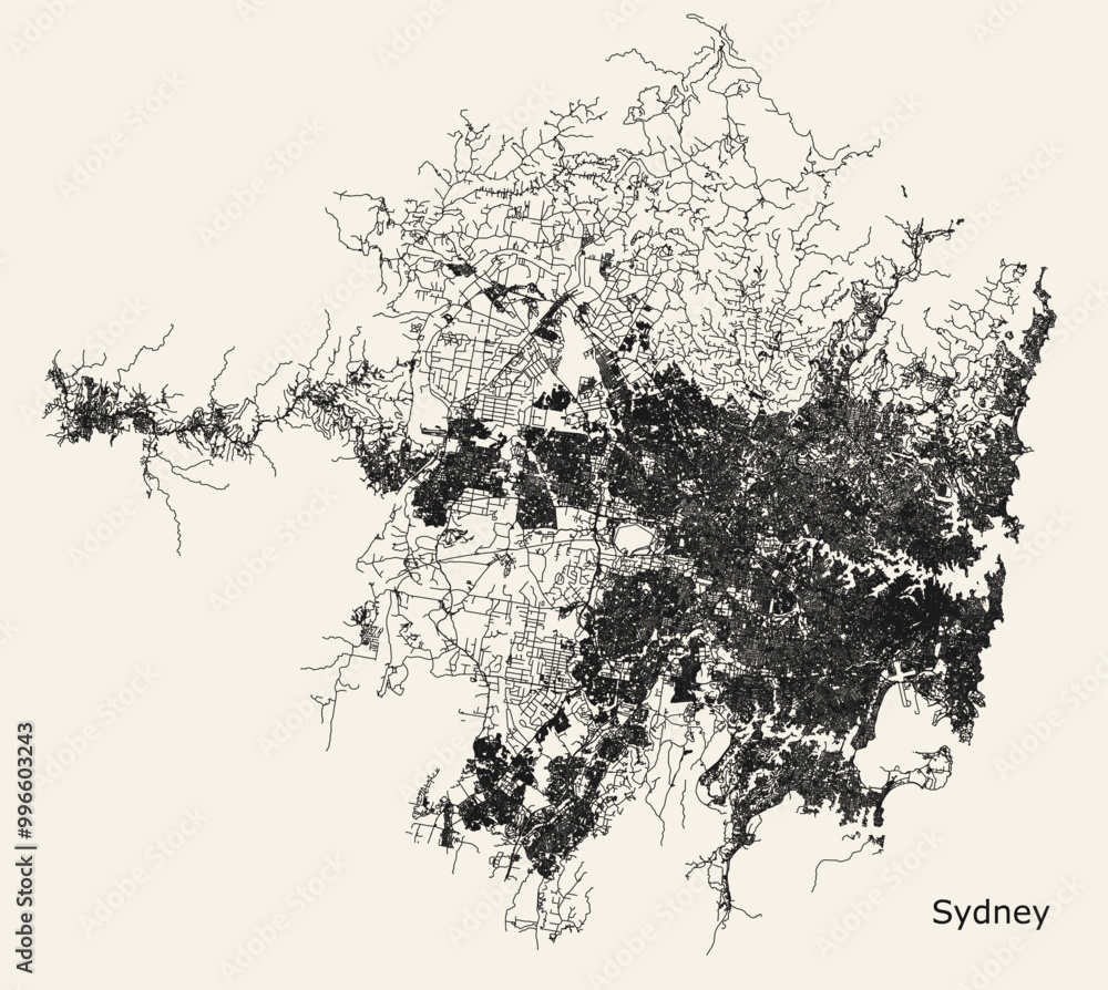 City road map of Sydney, Australia City road map of Sydney, Australia
