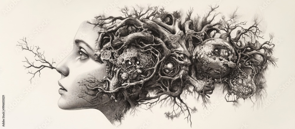 Fototapeta premium Surreal drawing influenced by biological concepts