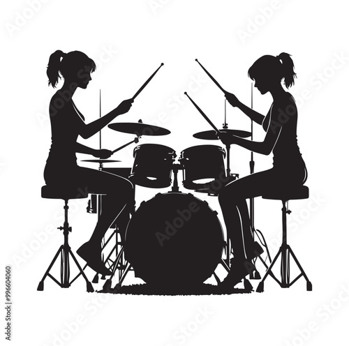 Drummer Silhouette, Vector Illustration