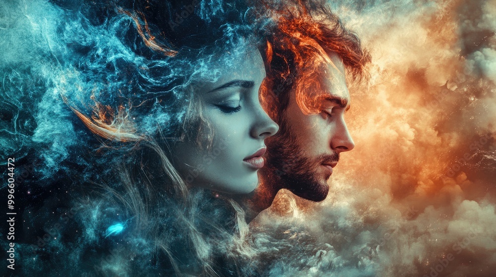 Surrealistic imagery featuring a man and woman capturing abstract dreamlike scenes and imaginative visual concepts Surrealistic imagery featuring a man and woman capturing abstract dreamlike scenes and imaginative visual concepts