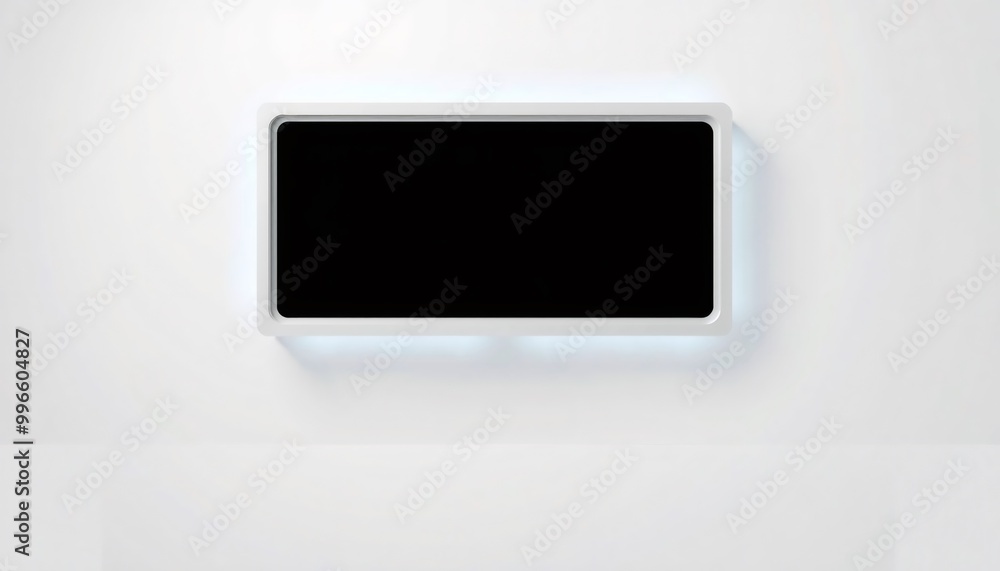 White wall with a black frame and white light. White wall with a black frame and white light.
