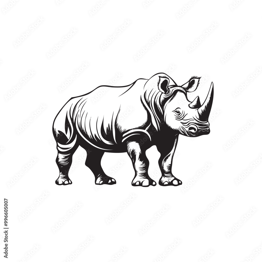 Fototapeta premium Rhinoceros silhouette, high quality vector