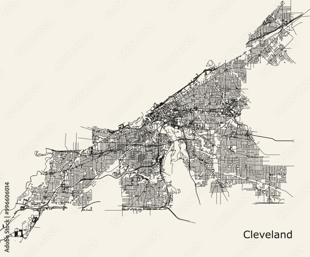 Vector city road map of Cleveland Ohio USA Vector city road map of Cleveland Ohio USA