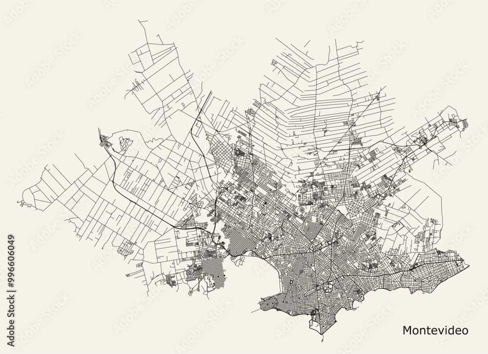City road map of Montevideo, Uruguay City road map of Montevideo, Uruguay