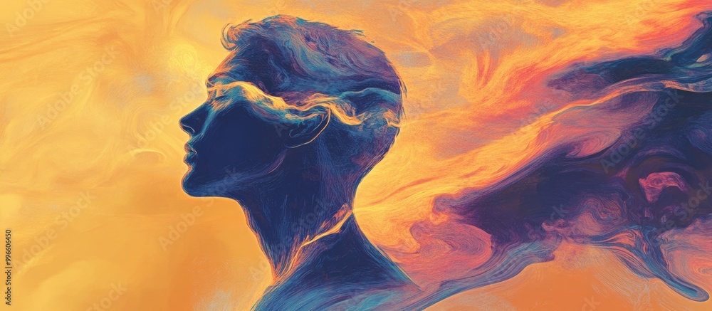 Surreal and poetic depiction of a male figure Surreal and poetic depiction of a male figure