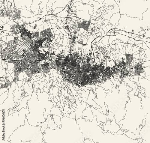 City road map of Bursa, Turkey