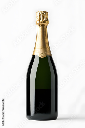 Realistic bottle of champagne mock up isolated over white background