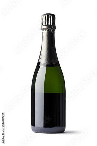 Realistic bottle of champagne mock up isolated over white background