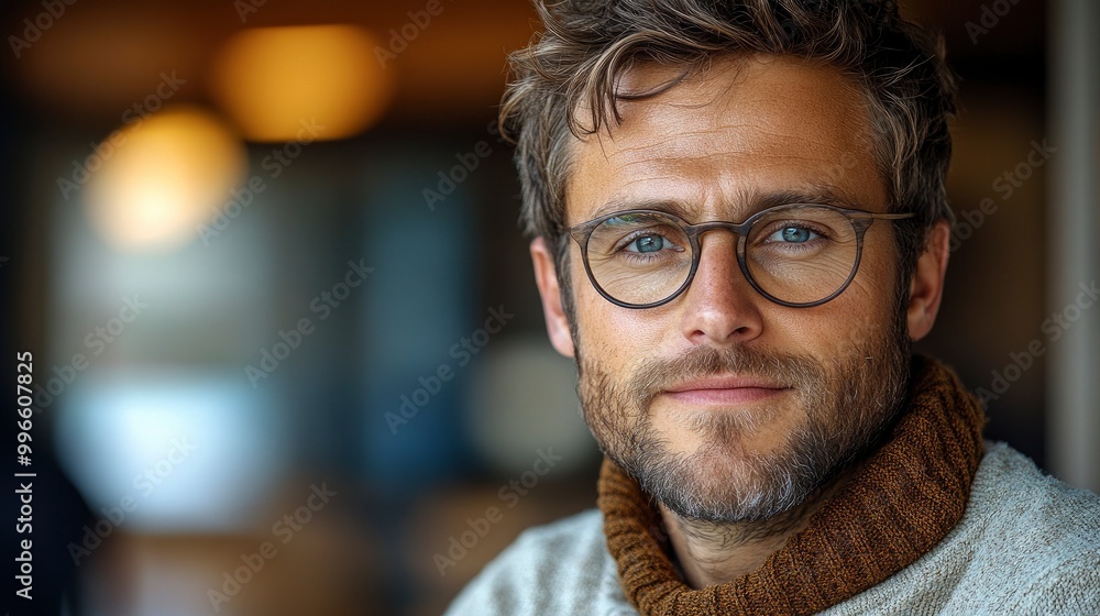 Portrait of a Confident Man with Glasses Portrait of a Confident Man with Glasses