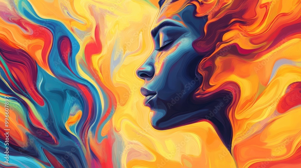 Contemporary abstract artwork depicting a self assured individual brimming with potential to impact the world Surrealistic 2d illustration reflecting Gen Z and social culture themes Contemporary abstract artwork depicting a self assured individual brimming with potential to impact the world Surrealistic 2d illustration reflecting Gen Z and social culture themes