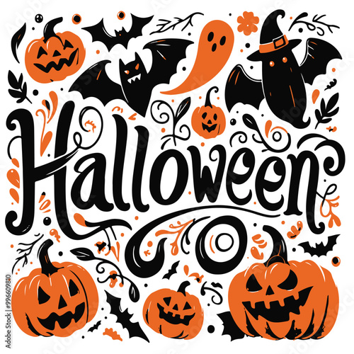 happy Halloween poster, flyer, banner creative design. abstract  vector illustration design