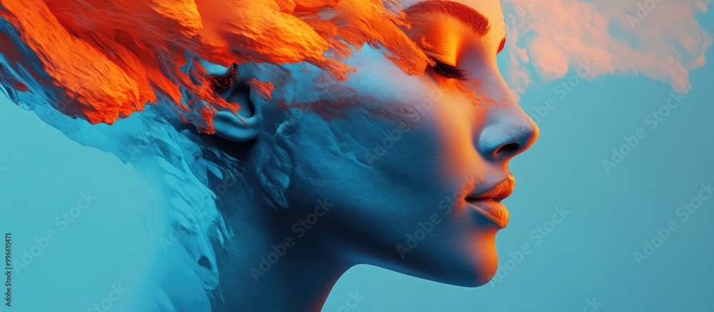 Surreal portrait created through 3D rendering showcasing an abstract artistic style Surreal portrait created through 3D rendering showcasing an abstract artistic style