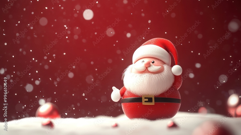 Cheerful Santa Claus standing in a snowy winter wonderland, wearing a red suit with a white beard and hat. Cheerful Santa Claus standing in a snowy winter wonderland, wearing a red suit with a white beard and hat.