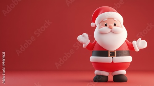 Cheerful 3D Santa Claus with red background. photo