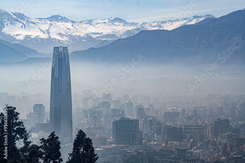 Fog over the city of Santiago de Chile