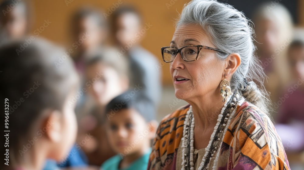 Fototapeta premium Teacher Using Storytelling in Traditional Education
