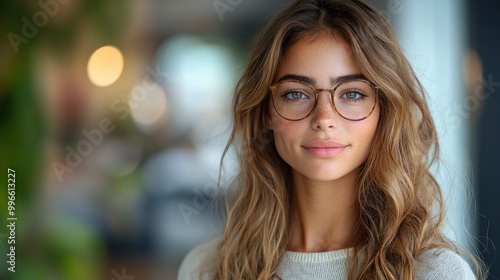 Portrait of a Young Woman Wearing Glasses