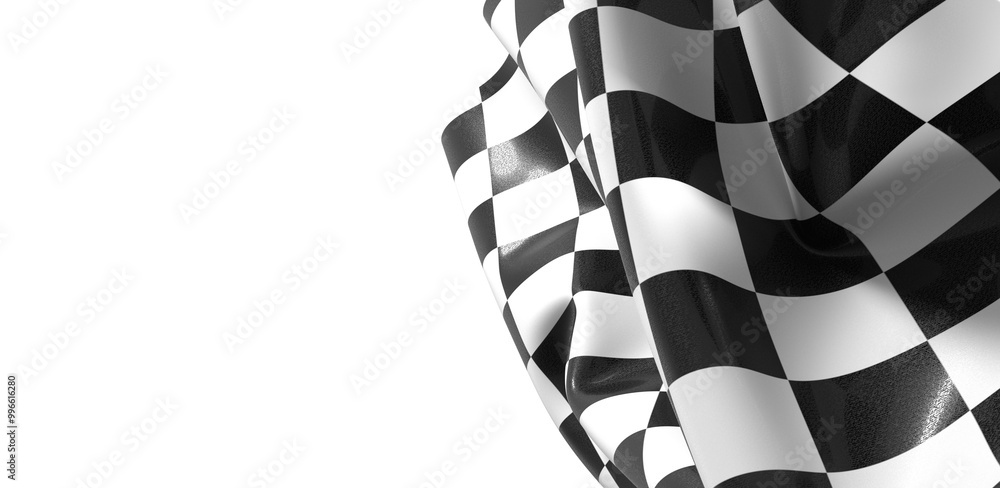 Naklejka premium The checkered flag waves signaling the end of the race Victory is in sight