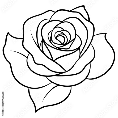 line art rose on a white background.