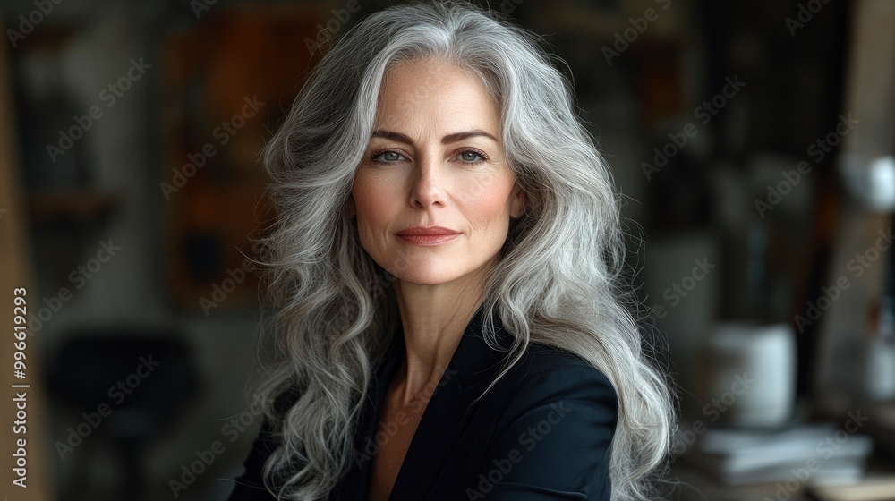 Portrait of a Confident Woman with Gray Hair Portrait of a Confident Woman with Gray Hair