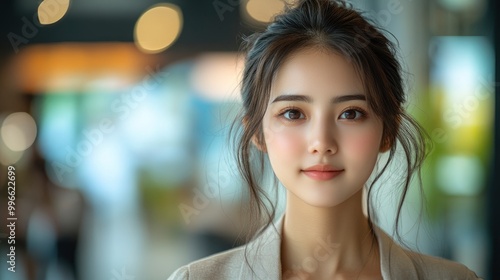 Portrait of a Beautiful Young Asian Woman with a Soft Smile