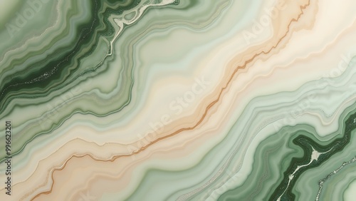 Muted tones of sage green and soft beige blend seamlessly in this abstract marble design. The gentle, flowing patterns evoke a calm and earthy aesthetic perfect for minimalist or natural-themed decor.