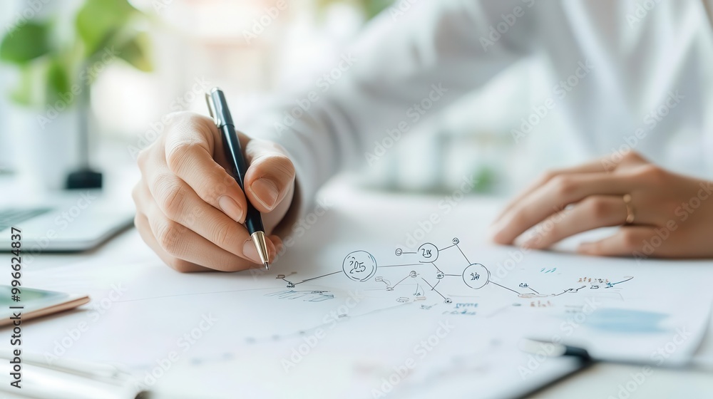 A person drawing up a mind map with 2025 Goals at the center, goal planning, creative and strategic new year organization A person drawing up a mind map with 2025 Goals at the center, goal planning, creative and strategic new year organization